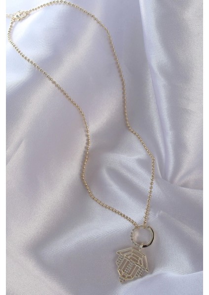 Pirinç Zirkon Taşlı Gold Renk Oval Detaylı Serenay Kolyesi - TJ-BKO8838 fiyatları