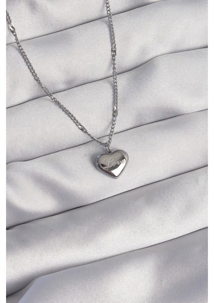 316L Çelik Gümüş Renk Kalp Model Love Kolye - TJ-BKO8932