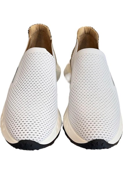 Beyaz Deri Yanları Lastikli Comfort Taban Sneaker fiyatları