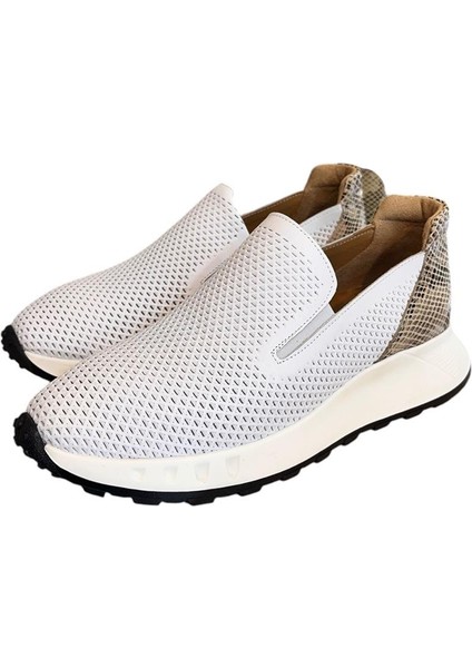 Beyaz Deri Yanları Lastikli Comfort Taban Sneaker modelleri