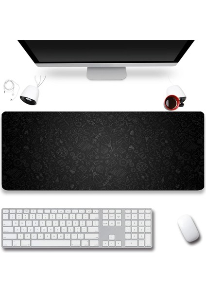 Beyin Fırtınası Ikonlar Gamer Oyuncu Dikişsiz Sıvı Geçirmez Klavye Mouse Pad 32X70CM
