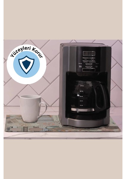 Kahve Makinesi Matı Sıvı Geçirmez Kaymaz Yıkanır Çaycı Çay Espresso Makinesi Pad 35X45CM 27241229
