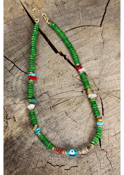 Yeşil Boncuklu Nazar Boncuk Detaylı Kolye fiyatları