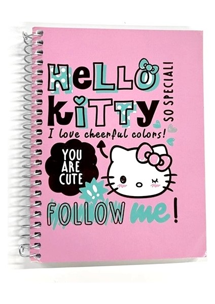 Hello Kitty Not Defteri 80 Yaprak Çizgili Spiralli Orjinal - 4 Adet
