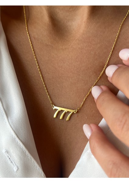 777 Şans Getiren 925K Gümüş 14K Gold Kaplama Kolye