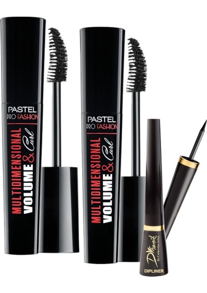 Multidimensional Volume&Curl Mascara - Maskara 2 Adet + Dinamik Dipliner