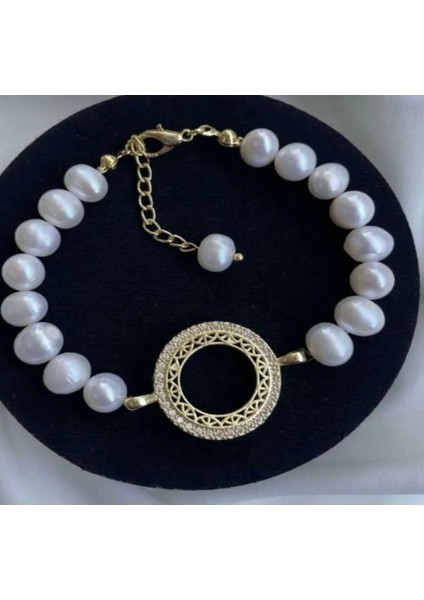 Zirkon Taşlı Çeyrek Uyumlu Doğal Inci Bileklik fiyatları