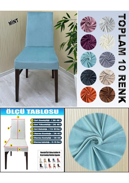 6 Adet Süet Detaylı Angora Kumaş Sandalye Kılıfı Yıkanabilir Likralı Esnek Lastikli, Sandalye Örtü