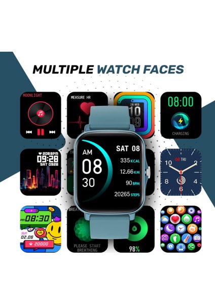 Beast Akıllı Saat, 1.69” Full Touch Ekran, Spo2 & Nabız Takibi, Spor Modları, Uzun Pil Ömrü
