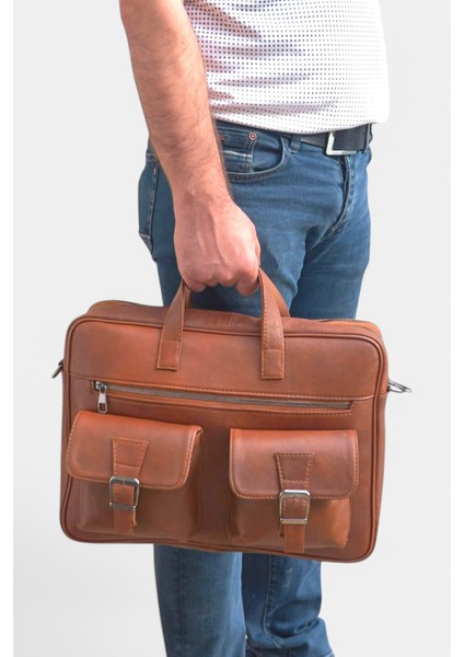 Deri Çift Bölmeli Evrak Portföy Laptop Çantası LD479