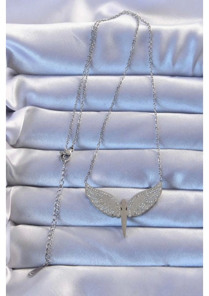 316L Çelik Gümüş Renk Zirkon Taşlı Mikail Kolye - TJ-BKO9264 fiyatları