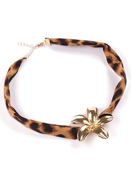 Gold Çiçekli Leopar Kolye S25KLY014