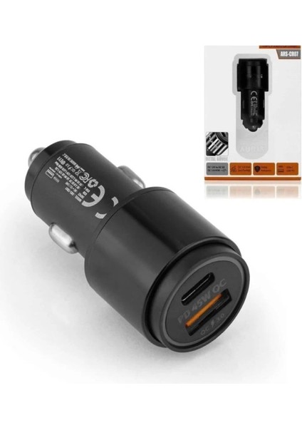 45W Pd USB Oto Şarj Kafa Hızlı Şarj Çakmaklık Adaptörü, Usb-C ve Usb-A Çıkışlı, Iphone ve Android Uyumlu