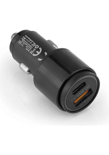 45W Pd USB Oto Şarj Kafa Hızlı Şarj Çakmaklık Adaptörü, Usb-C ve Usb-A Çıkışlı, Iphone ve Android Uyumlu