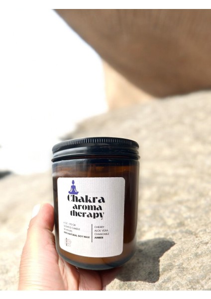 Amber Kokulu Meditasyon Mumu | Kök Çakra Dengeleyici | Yoga ve Nefes Seansları İçin | Doğal Soya Kavanoz Mum 170 gr - 6fl Oz