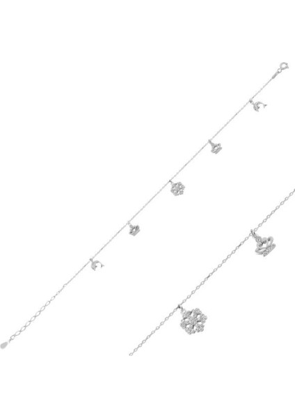 Kar Tanesi Zirkon Taşlı Sallantılı Gümüş Bayan Halhal