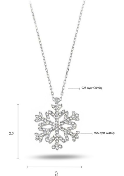 Gümüş Büyük Boy Zirkon Taşlı Kar Tanesi Bayan Gümüş Kolye fırsatları
