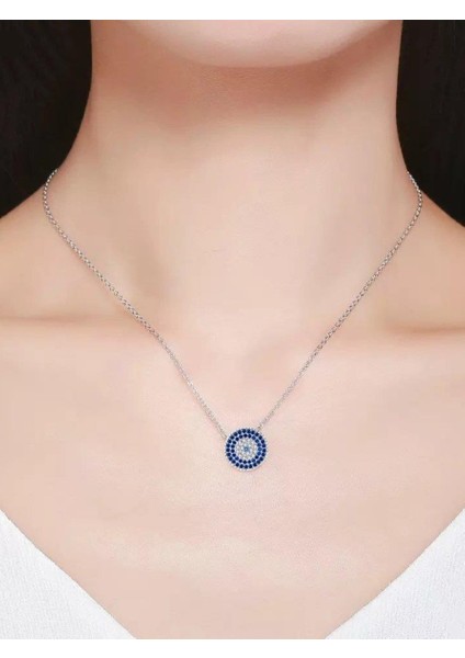 Zarif Model 5 Sıra Nazar Boncuk Kadın Gümüş Kolye Küpe Seti fiyatları