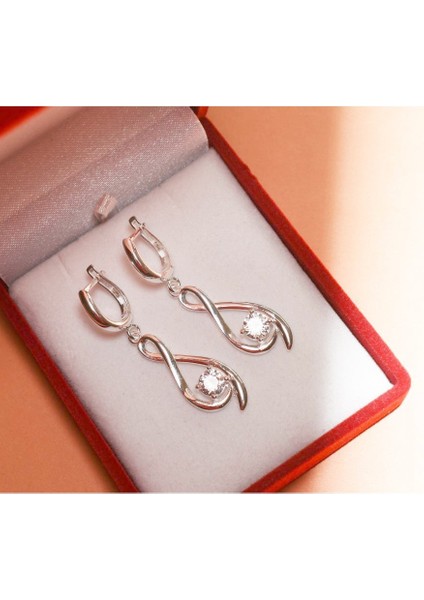 925 Ayar Gümüş Sonsuzluk Sallantılı Bayan Küpe modelleri