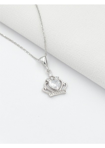 Gümüş Kraliçe Tacı Kadın Kolye modelleri