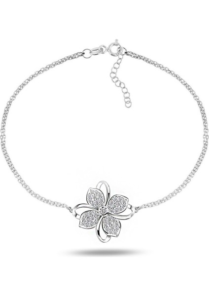 Gümüş Dört Yaprak Yonca Bayan Gümüş Bileklik