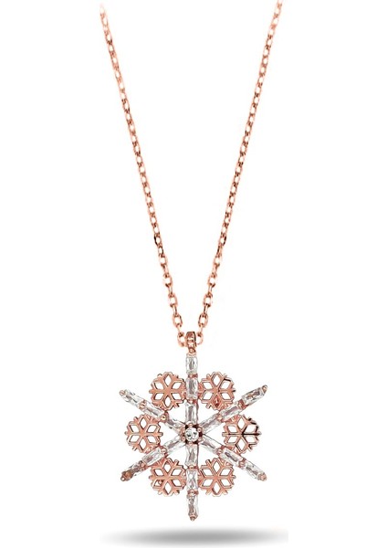 Rose Kar Tanesi Baget Zirkon Taşlı Kadın Gümüş Kolye