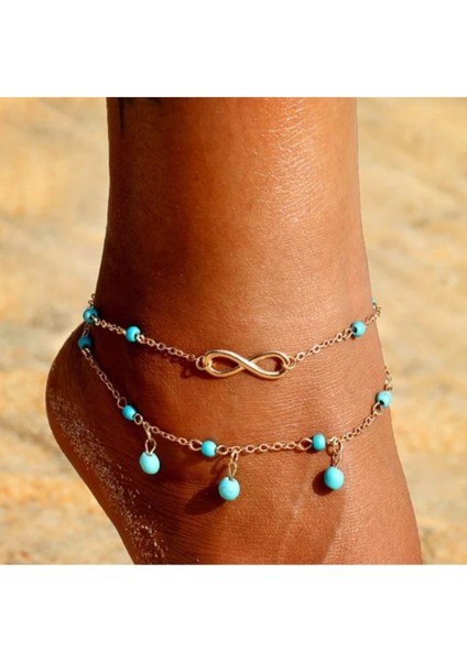 Sonsuzluk Mavi Boncuklu Ayak Bayan Halhal