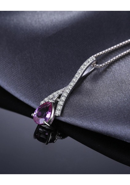 Ametist Taşı Işıltılı Diamond Damla Kadın Gümüş Kolye modelleri
