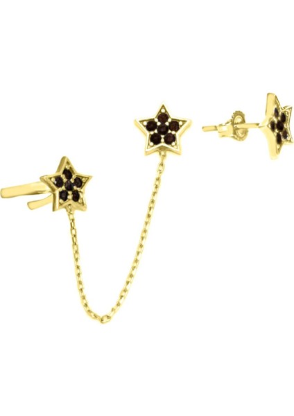 Gümüş Yıldız Kıkırdak Sallantılı Kadın Küpe