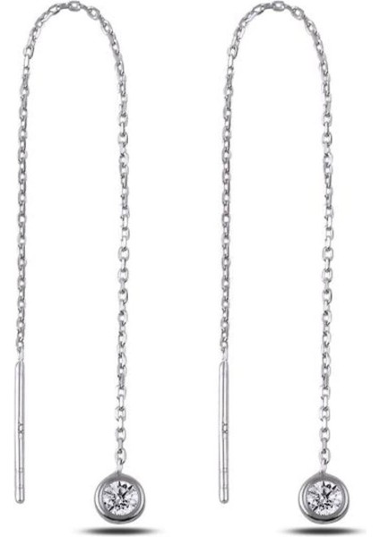 925 Ayar Tektaş Sallantılı Japon Kadın Küpe