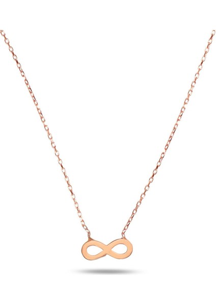 925 Ayar Rose Gold Sonsuzluk Model Sade Zarif Minimal Kadın Kolye
