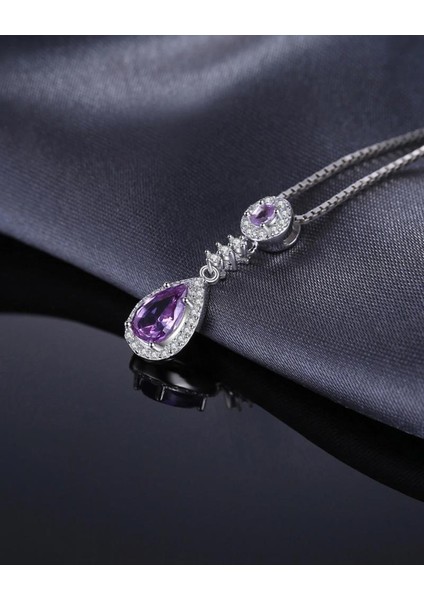 Ametist Taşı Lusso Damla Diamond Kadın Gümüş Kolye fırsatları