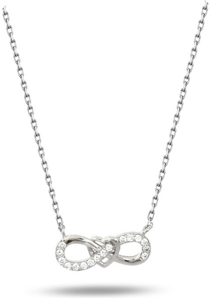 Gümüş Birbirine Bağlı Kalpli Sonsuzluk Kadın Gümüş Kolye