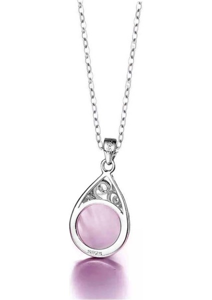 Gümüş Su Damlası Pembe Opal Taşı Bayan Gümüş Kolye fiyatları