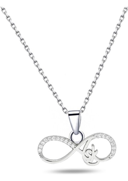 925 Ayar Gümüş Sonsuzluk Aşk Yazılı Kadın Kolye