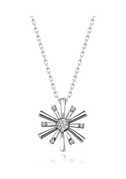 Gümüş Swarovski Zirconia Taşlı Kartanesi Bayan Kolye