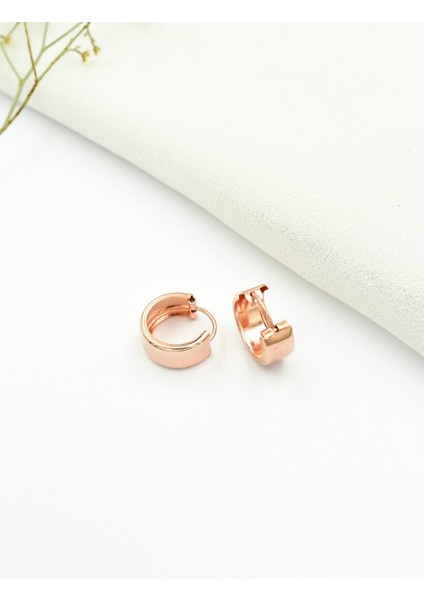 Geniş Halka Bayan Gümüş Rose Küpe 14mm fiyatları