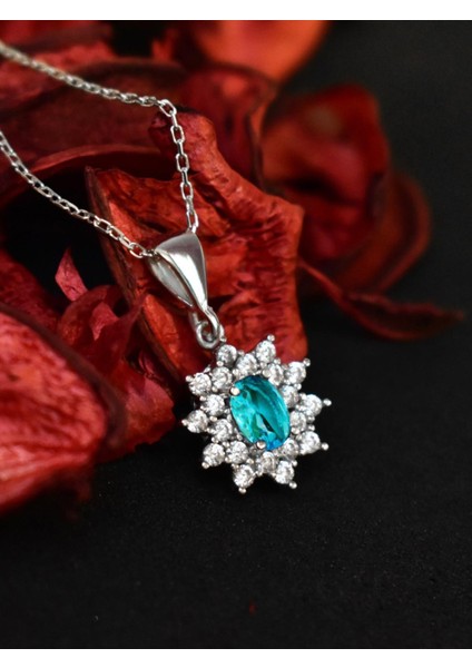 Gümüş Topaz Deniz Mavisi Taşlı Kadın Gümüş Kolye Sevgiliye Hediye modelleri
