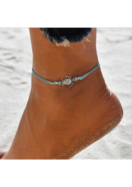 İpli Mavi Kaplumbağa Model Bayan Ayak Halhal