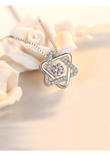Gümüş Titrek Swarovski Taşlı Üçgen Yıldız Kadın Kolye fiyatları