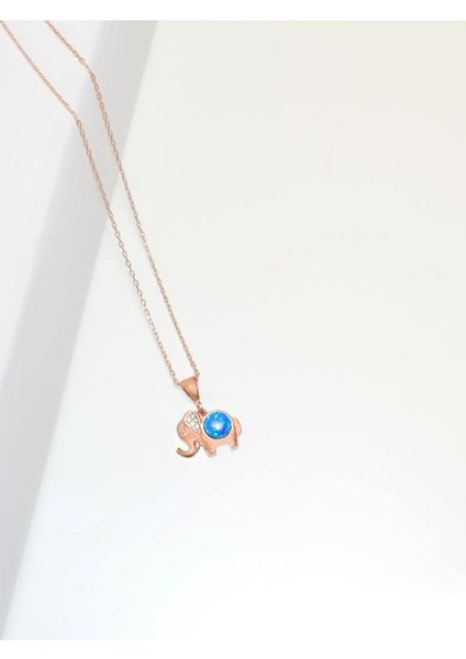 Opal Mavi Taşlı Fil Figürlü Gümüş Kadın Kolye fiyatları