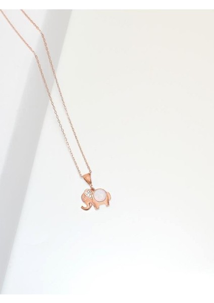 Opal Beyaz Taşlı Fil Figürlü Gümüş Kadın Kolye fiyatları