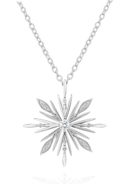 Diamond Seri Özel Tasarım Kar Tanesi Snowflake Kadın Gümüş Kolye