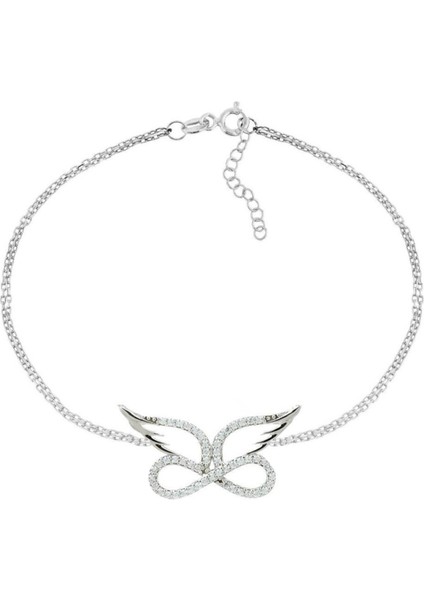 925 Ayar Kanatlı Sonsuzluk Model Bayan Gümüş Kolye Bileklik Seti modelleri