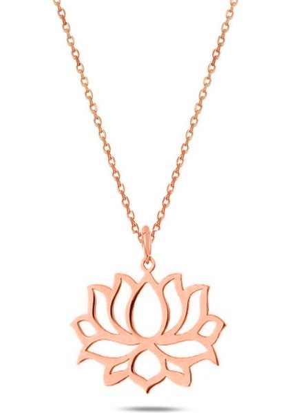 Sade Lotus Çiçeği Kadın Gümüş Kolye