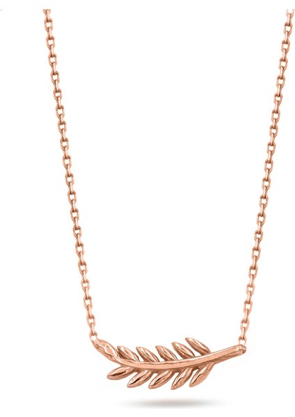 925 Ayar Rose Gold Başak Kadın Gümüş Kolye