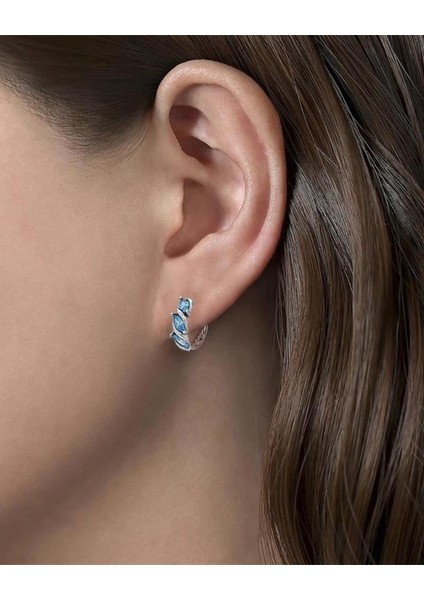 Aquamarin Marquise Diamond Night Halka Kadın Gümüş Küpe 17 MM fiyatları