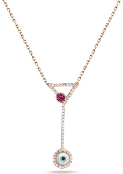 925 Ayar Sedef Taşlı Göz Kadın Gümüş Kolye