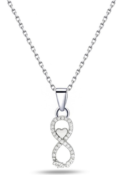 925 Ayar Gümüş Sonsuzluk Aşkım Yazılı Kadın Kolye