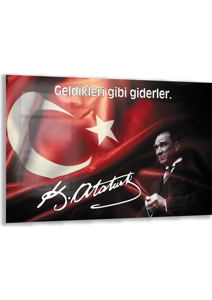 Atatürk Sözleri 4 Cam Tablo - Yatay Motif 01-013
